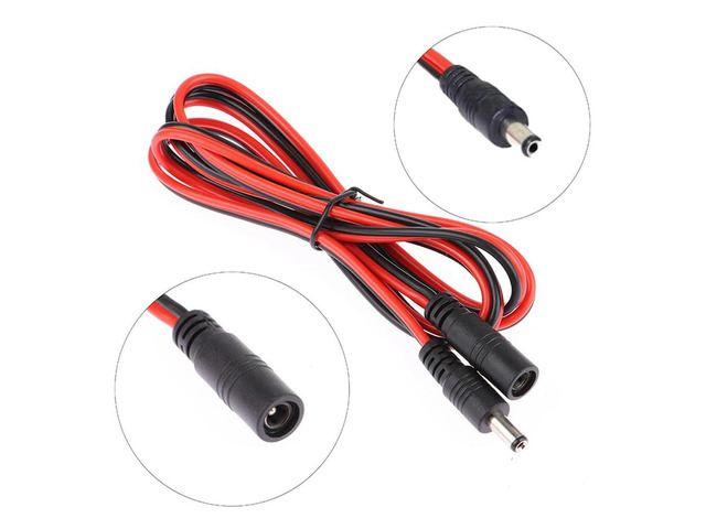 16AWG DC Power Plug 5.5 x 2.1mm Female To Male CCTV Adapter Connector Cable 12V 10A 120W Max. Power Extension Cord 1.5m