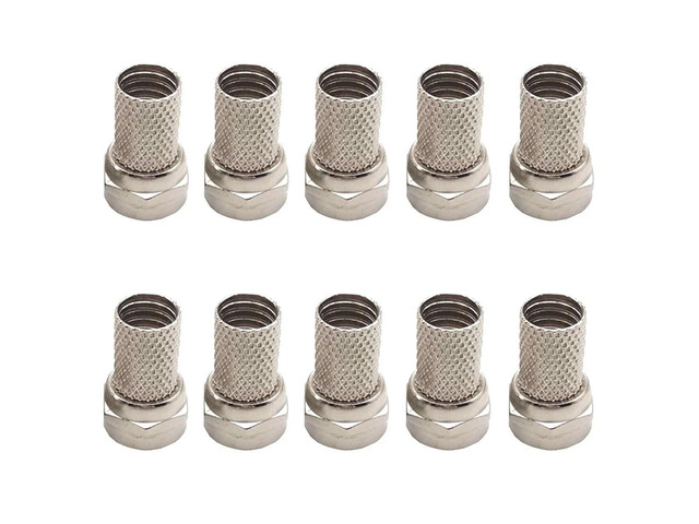 10PCS Twist On RG6 F Type Coaxial Cable Connector Plugs 75-5 Zinc Alloy Connector for TV Satellite Antenna Coax Cable F Head