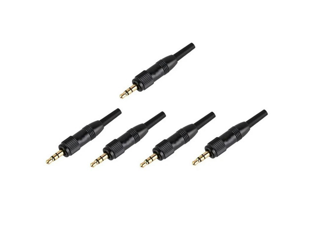 5 PCS 3.5Mm Plug Stereo Screw Locking Audio Lock Connector Black & Gold Plastic+l For Sennheiser For Nady Audio200
