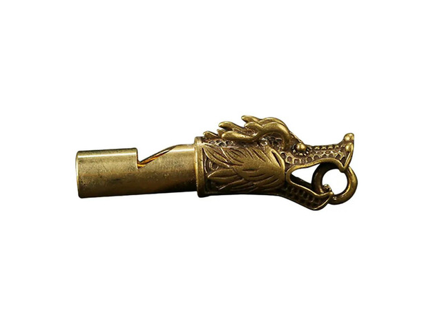 Copper Dragon Pattern Whistle Keychain Extra Loud Safety Whistle for Outdoor Activities Hiking Camping Fishing Emergency