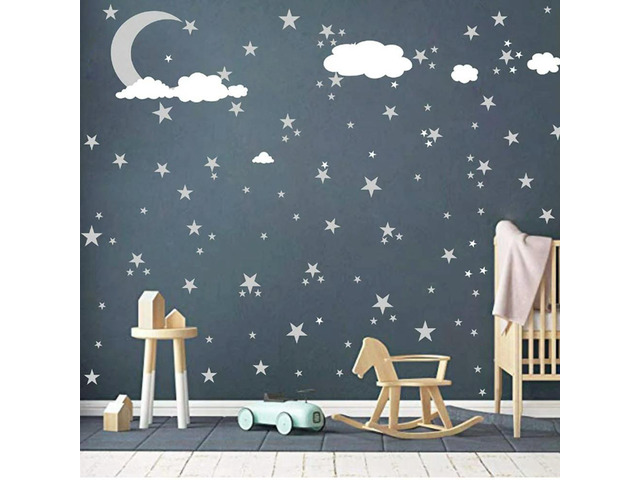Wall Sticker Wall Decals Clouds Moon and Stars Wall Decal Kids Baby Room Decoration Nursery Wall Decor