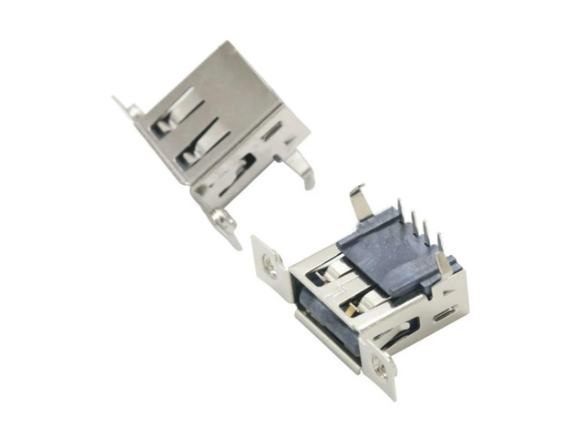 5PCS USB-A Standard Port Female Bent Feet 90 Degrees with Ears 4Pin Female Jack Connector Tail Charging Socket With Screw Holes