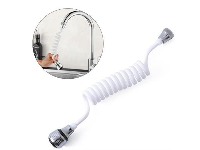 Faucet Extender Long Hose Telescopic Shower Nozzle Kitchen Sink Rotatable Sprayer White