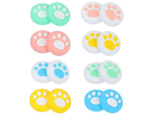 16Pcs Cat Claw Silicone Joystick Grip Protective Thumb Caps Comfortable Non-Slip Covers for Gaming Controllers