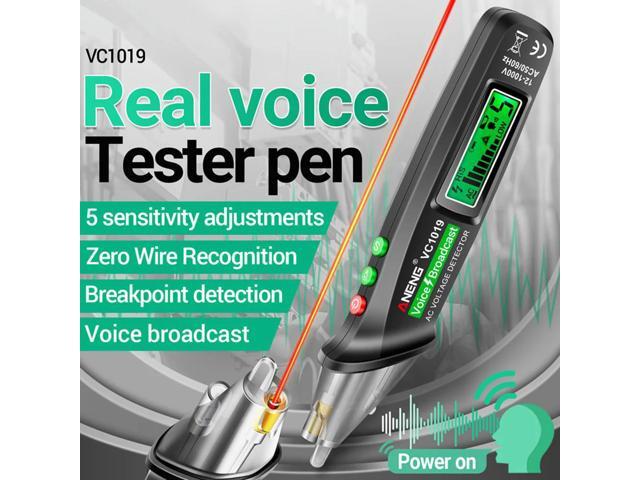 VC1019 Red Laser Test Pen Voice Broadcast Voltage Detector 12-1000V Volt Current Non-Contact Pen Electric Tester Meter Tool