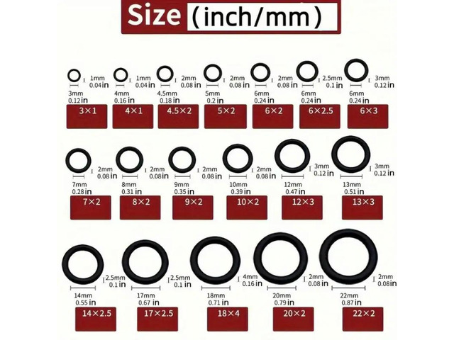 225PCS/Bag Black Rubber O Ring Assortment Washer Gasket Sealing O-Ring Kit 18 Sizes For Faucet Hose Connector Sealing Valve