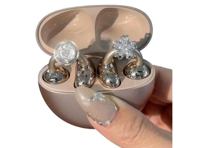 Zircon Earphone Charms Flashing Blossoms Ear-Clip Accessories For OWS Earbuds Fashion Jewelry Gift For Women