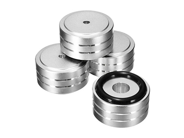 4Pcs 40X20mm Aluminum HIFI AMP Speaker Isolation Stand Turntable DAC Feet Pad (Silver)