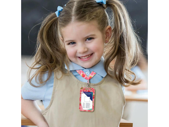 Card Holder with Lanyard Anti-Scratch Protective Sleeve for Students Teachers Nurses Doctors Volunteers Fruit Design