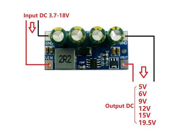 Step-up Boost Power Supply Board 60W DC-DC Converter 3.7V-18V to 5V 6V 9V 12V 15V 19.5V for Lead Acid Car Cigarette Lighter LED