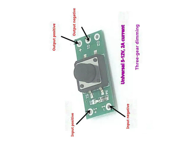 5V-12V LED 3-Level Touch Control 2A Dimmer Switch for Makeup Mirror Fill Light Closet DIY Light Strip