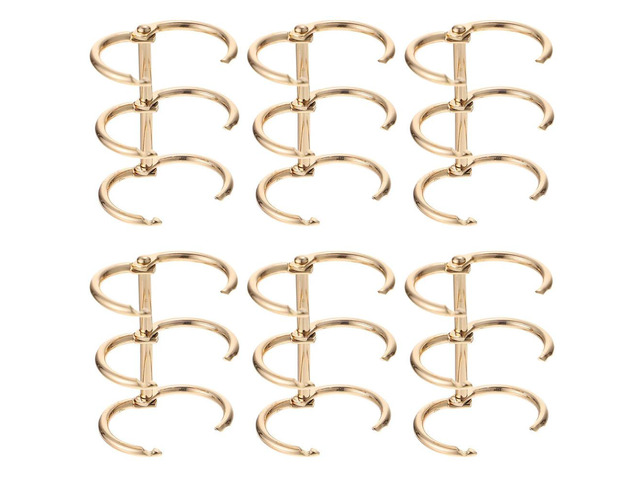 6 Pcs Golden l Binder Rings Loose Leaf Folder Book Clip Ring Three Hole Punch Notepad Clip Ring Office Binding Supplies