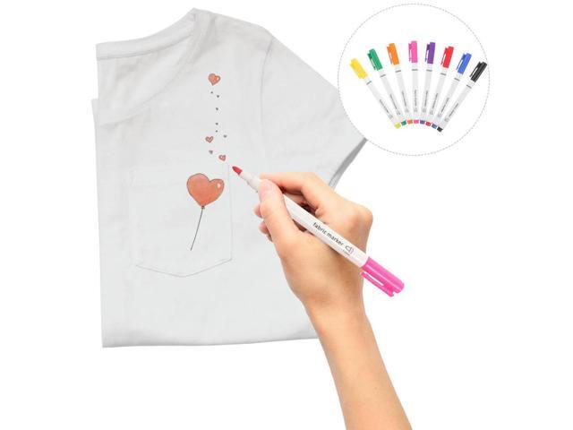 8Pcs Colorful Fabric Markers Lightweight Plastic Tips Easy-to-Use for T-Shirts DIY Graffiti Household Craft Paint Supplies