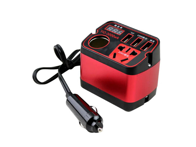1pc Auto Inverter Travel Inverter Built-in Protection Features Black Red DC To AC Adapter Travel Friendly Power Inverter