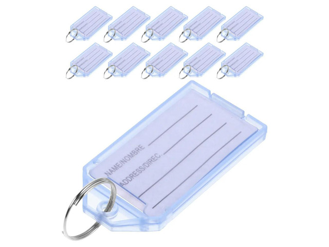 30Pcs Clear Plastic Key Tags els Flip Cover Key Identifiers for Home Office Luggage Pets Bags USB Drive Utility Keychain