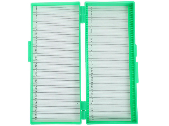 Green Glass Microscope ganizer Case Plastic Slide Holder Container Educational Equipment ABS Material