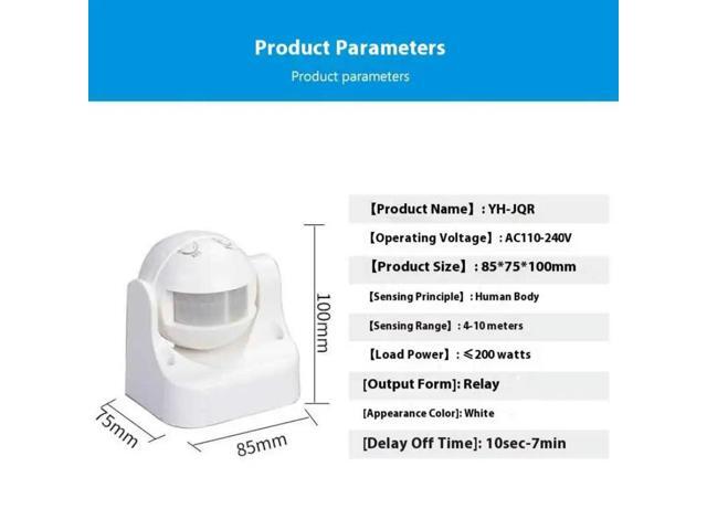 AC 100V - 240V 180 Degree Automatic IP44 PIR Infrared Motion Sensor Induction SRound Mini Delay Light Switch