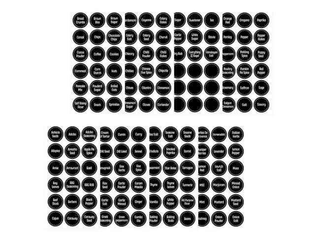 144Pcs Spice els Stickers Premium Clear Ingredients Name els for Jars Containers Kitchen Organization Black White Text