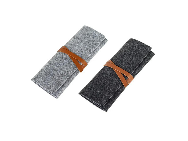 2Pcs Rollup Pen Case Pencil Holder Pouch Dark Grey Light Grey Foldable Wrap Bag School Stationery Organizer Lightweight