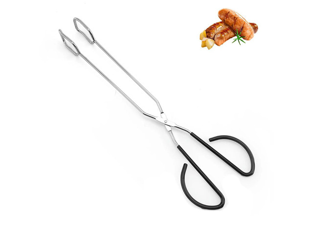 Stainless Steel Food Meat Scissor Tongs Kitchen Food Baking Bread Clamp Barbecue Grilling Tong