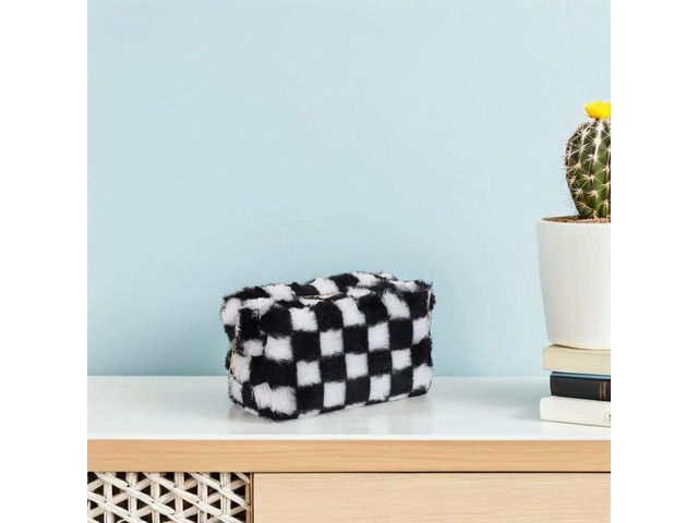 Checkered Pencil Case Large Capacity Zipper Pen Bag Stationery Organizer Compact Pencil Pouch for School Office Travel