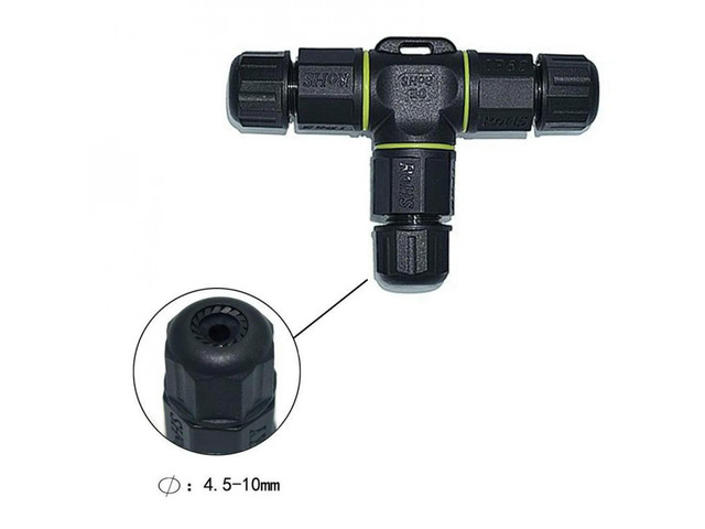 IP68 Cable Waterproof Joint Connector Three-way Branching Device 4Pin T-type Outdoor Rainproof Wiring Terminal LED Wiring