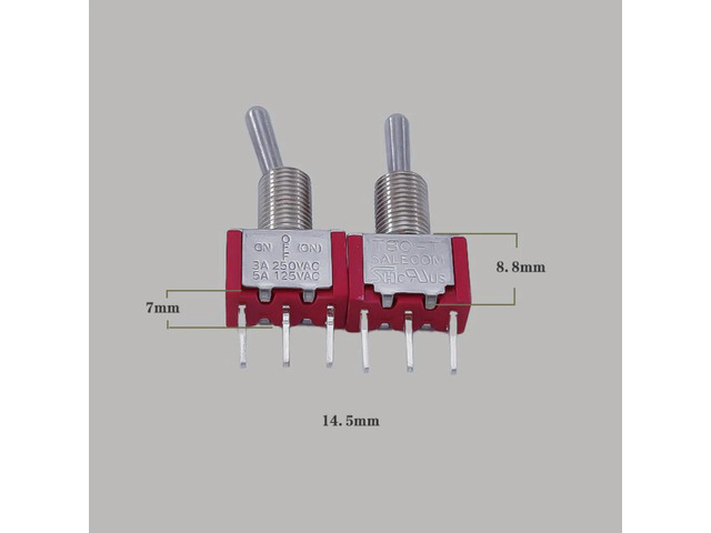 2PCS T8014B-SECQ Toggle Switch Self-locking Type 125V AC 5A/250V AC 3A 3 Gears 3 Pins Reset Button Switch