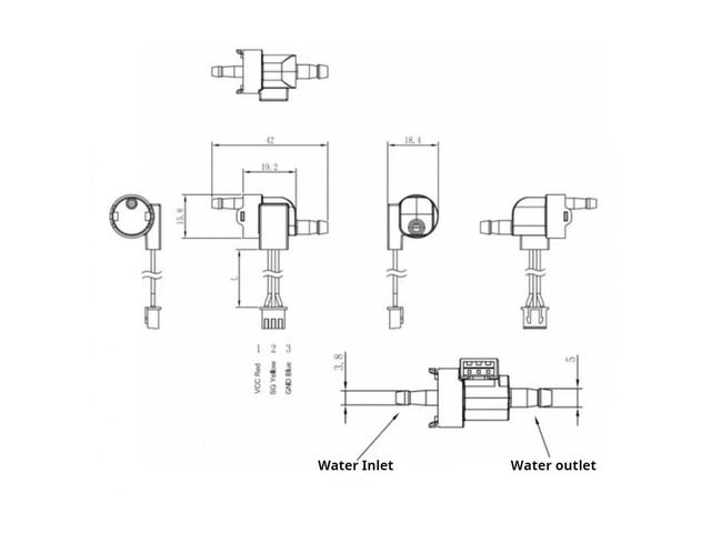 FM-HL2218 Hall Effect Optical Flow Sensor 30-80ml/min High Precision Mini Flow Meter for Coffee Machine Aromatherapy Device