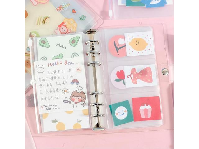 25Pcs A6 Binder Pockets Transparent PVC 6-Hole Binder Pockets Zip Folder Plastic Money Budget Envelopes