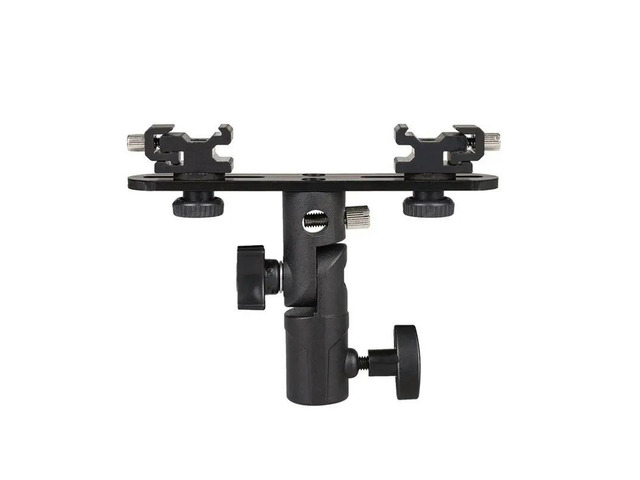 T-Shaped Dual Mount Flash Bracket Hot Shoe Speedlight Stand Adjustable Light Stand Holder For Cameras