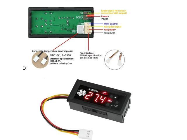 PWM Fan Temperature Speed Controller 4 Wire 12V 3A Digital Display Temperature Speed Chassis Noise Reduction Low Controller