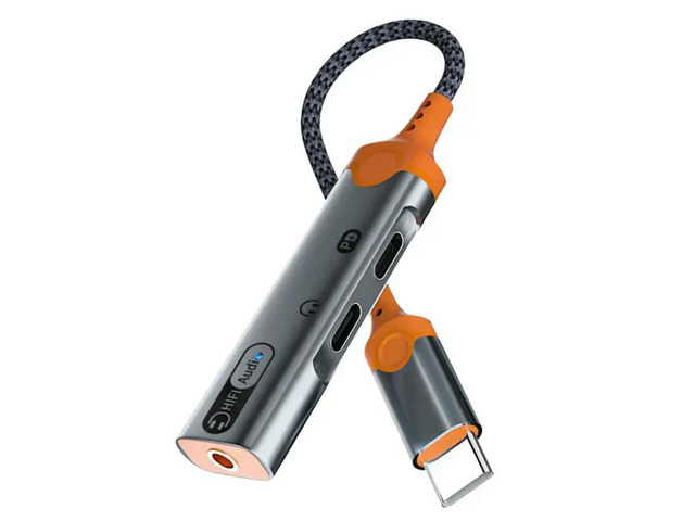 1 PCS 3 In 1 Headphone Jack Adapter PD60W Fast Charging Splitter Earphone Converter Type C To 3.5Mm DAC Audio Dual Type C A