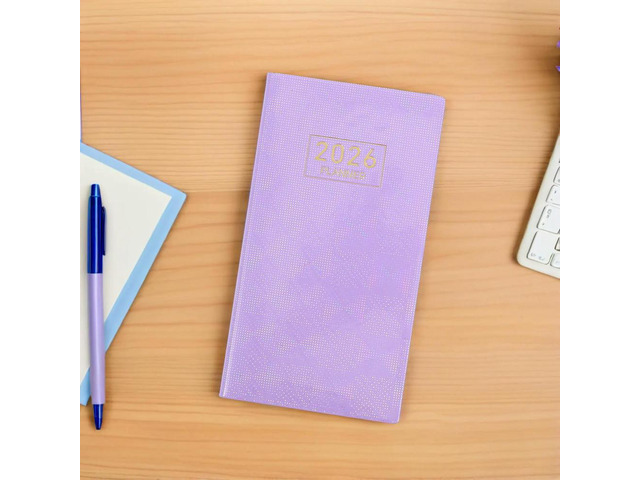 2026 A6 Daily Planner Compact Pocket Organizer Faux PU Hardcover Monthly Weekly Schedule Book Sturdy Binding Pocket Planner