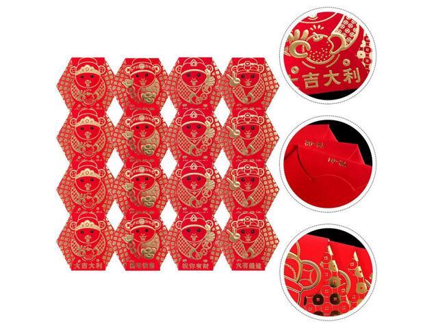16Pcs Chinese Traditional Red Envelopes Thick Smooth Paper Hongbao for Year Wedding Birthday Shower Luck Money Gift