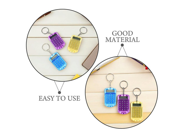 3Pcs Mini Calculator Keychain Compact Pocket Electronic Calculator Flip Cover Nurse Student School Office Supplies