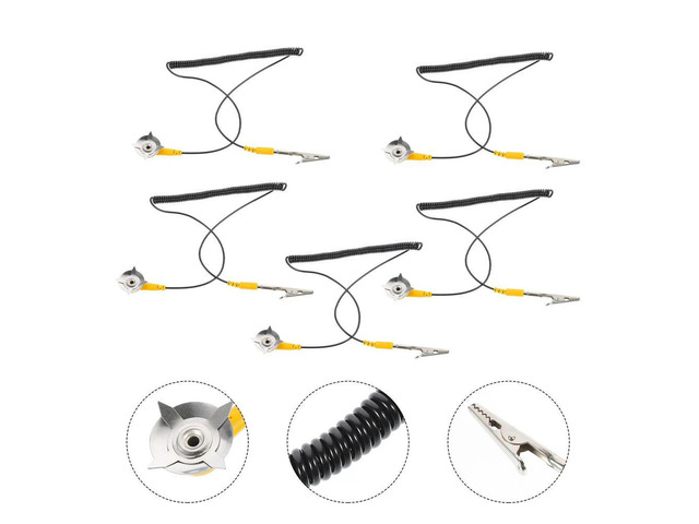 5Pcs Anti-Static Ground Wire Esd Grounding Cable with Star Claw Wire Clamp PVC Material High Elasticity for Esd Protection