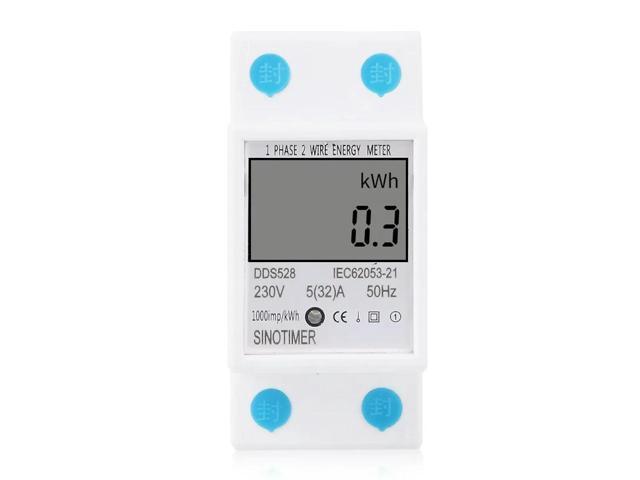 DDS528 AC 230V Watt Hour Meter DIN Guide LCD Digital Display Power Consumption kWh Multifunction Single Phase