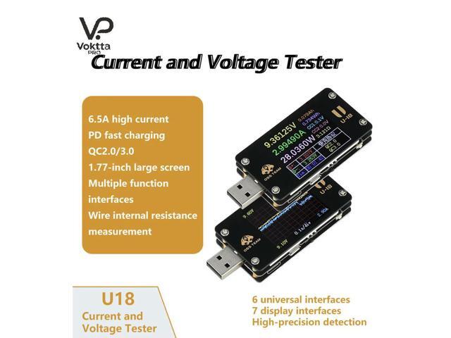 DC 4-25V 1.77 Inch Multi Function USB Voltage Current Meter Power Tester QC/PD Protocol Simulator Fast Charging Tester 6.5A