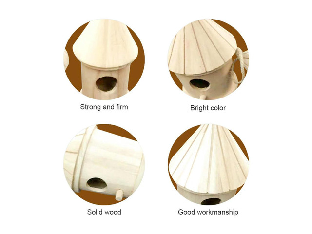 Hanging Wooden Bird Nest House Natural Wood Bird Cage Resting Place for Birds