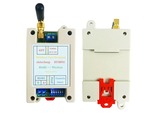 RT5BF01 RS485 DC 12V 24V Din Rail DIP Switch 20DBM-121dBm UART Transmitter and Receiver Modbus RTU Module