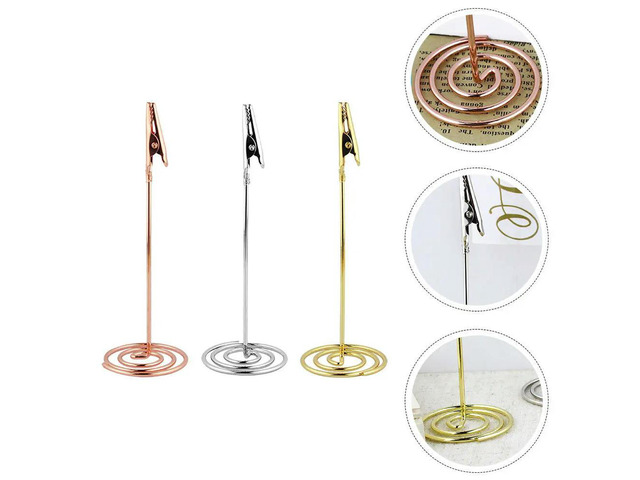 6Pcs Message Clips Stylish Stainless Steel Photo Holders for Desktop Note Cards Multipurpose Memo Display Stainless Steel Photo