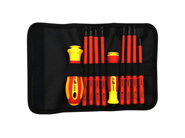 10 in 1 Multifunctional Screwdriver Set Insulation Electrician Screw Driver Bits Home Repair Screwdriver Bit Kit Hand Tool