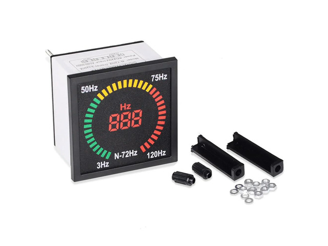 3-120HZ Square Panel Digital Frequency Meter AC 220V 66mm Hole Size LED Display Electrical Hertz Meter Tester Power Supply