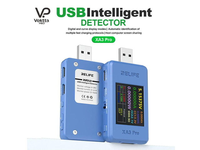 XA3 Pro USB Tester Supports PD/QC2.0/QC3.0 Fast Charging 6.5A High Current Tester Mobile Phone Repair Tool