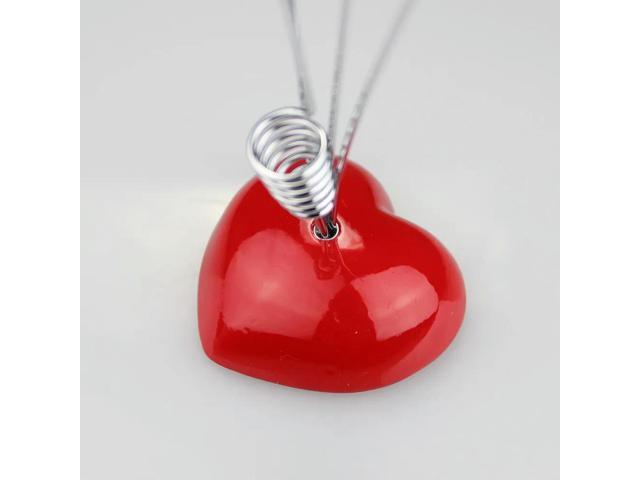 Elegant Heart Shaped Resin Photo Holder Clip Spiral Base Desktop Picture Stand Memo Note Card Holder for Wedding Birthday Baby