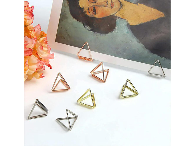 15Pcs Triangle Shape Memo Holders Premium l Memo Clips for Business Cards Place Cards Photos Notes Tabletop Display Stands