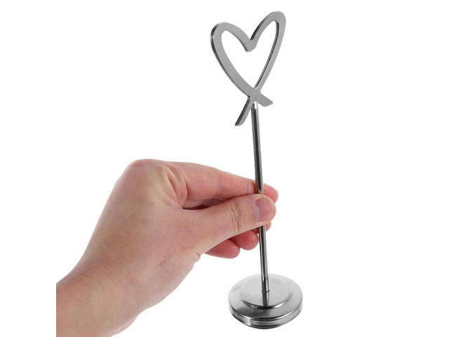 Stainless Steel Heart Shaped Memo Holder Tabletop Card Stand for Photo Place Cards Business Cards Notes Wedding Banquet Events