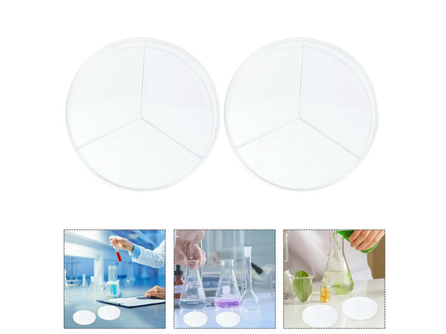 10 Pcs Petri Dish Bacteria Culture Plate Three Compartments oratory Equipment Transparent Material Science Study Glass Cell