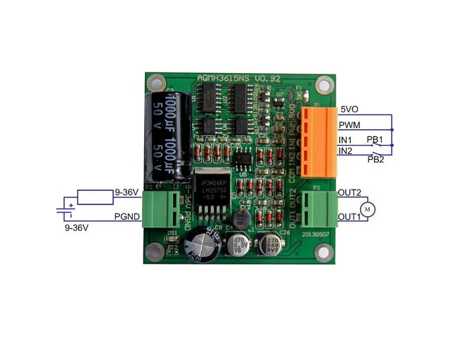 DC Motor Drive Board 12V 24V 36V 360W Motor Speed Controller Forward Reverse for Car Rotation Motor Controller