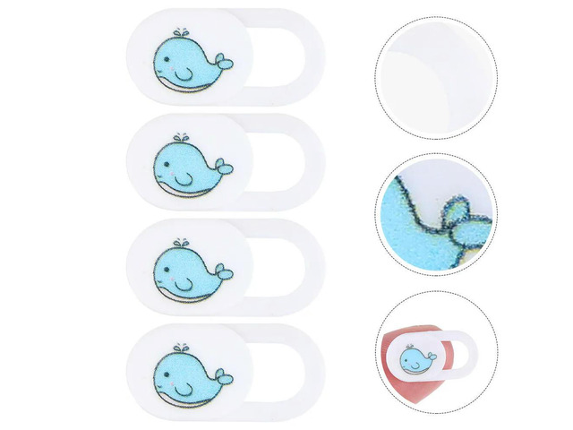 4Pcs Webcam Privacy Cover Slide Whale Pattern Ultra Thin Laptop Camera Cover Slide Phone Camera Privacy Slider Webcam Lens
